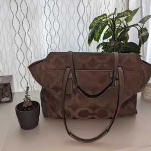 Coach Women's Taylor Op Art Alexis Shoulder Handbag Purse Med-Large Taupe/Beige